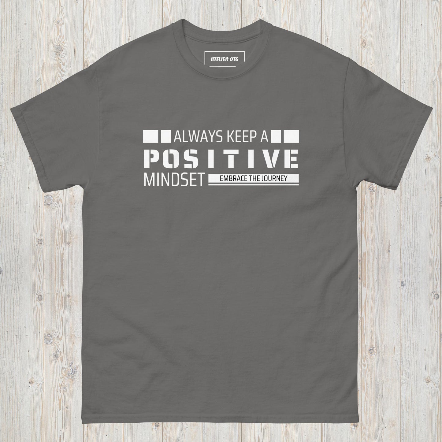 Charcoal Clear Mind motivational graphic tee for men