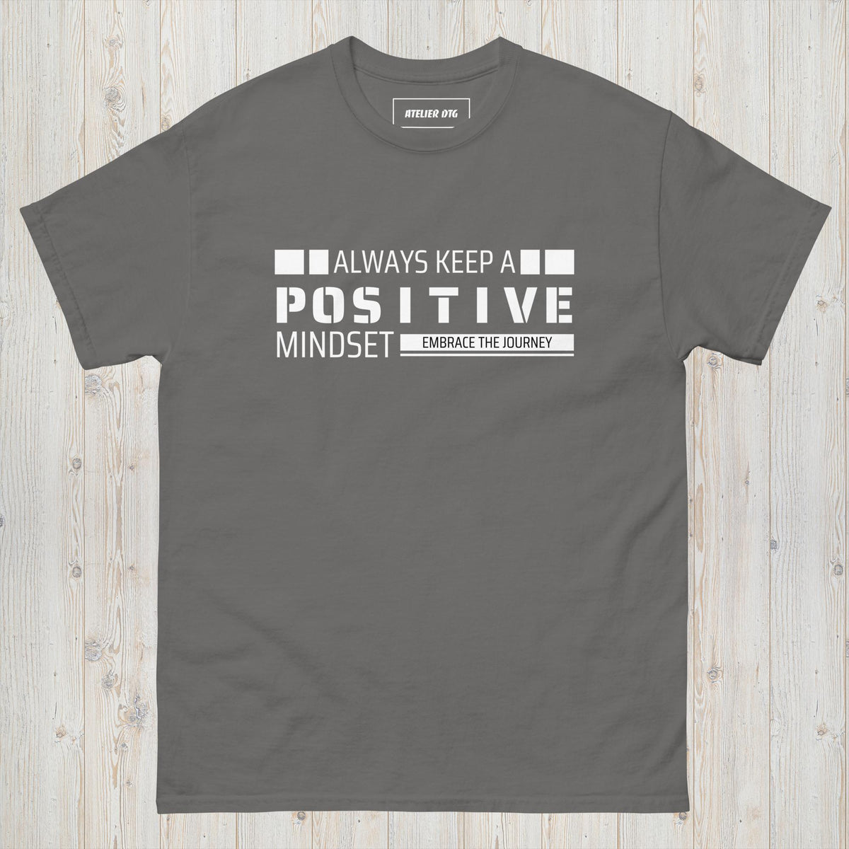 Charcoal Clear Mind motivational graphic tee for men