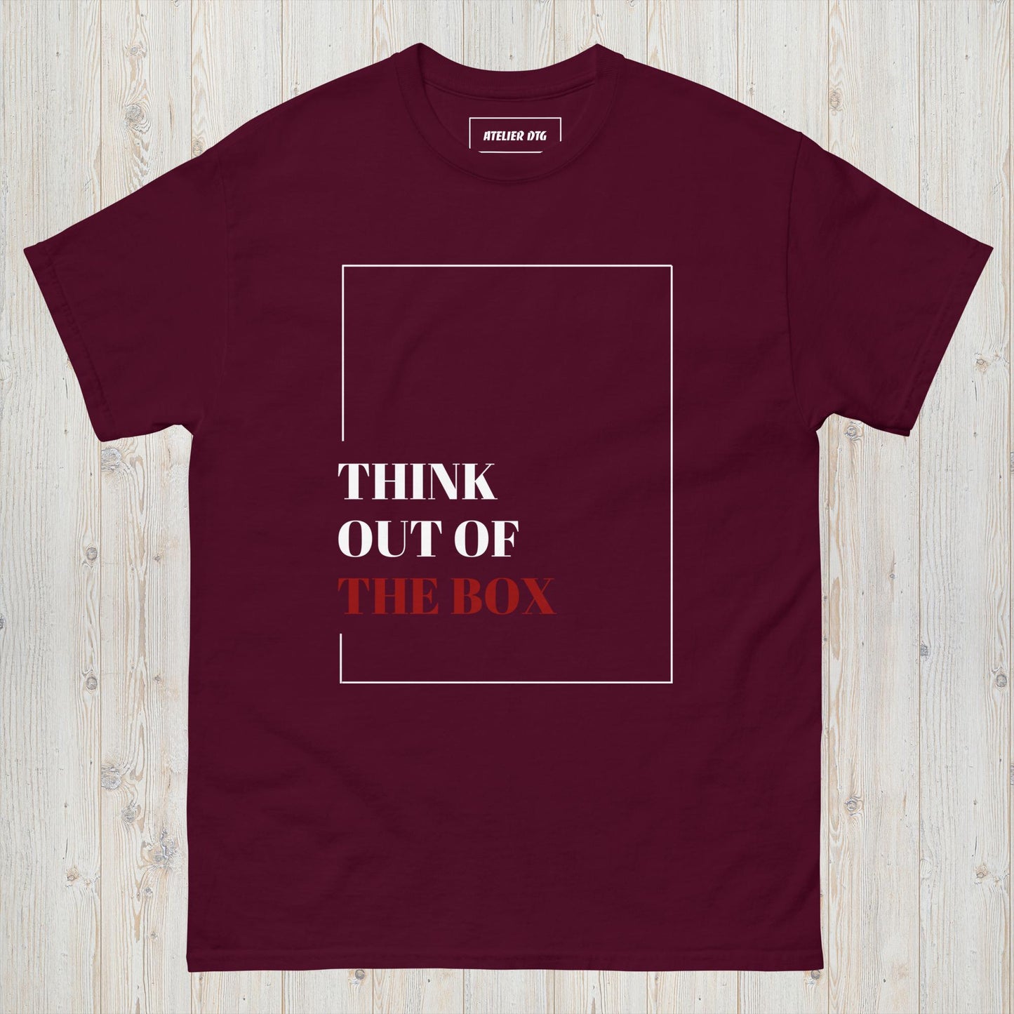 Maroon Out of the Box graphic tee for men